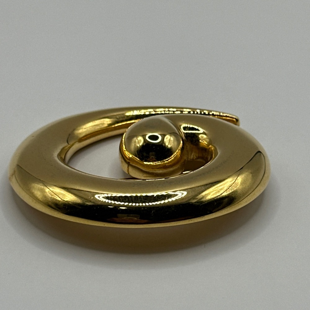 Monet Vintage Gold Tone Swirl Brooch Designer Signed Spiral Pin